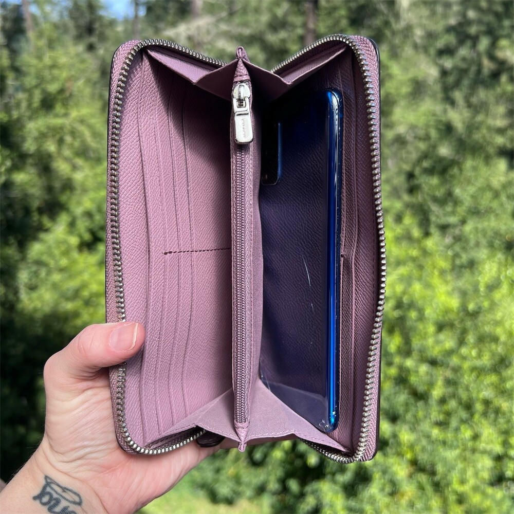 COACH Long Zip-Around Wallet Purple Crossgrain Leather w Gold Hardware AUTHENTIC - Picture 3 of 12